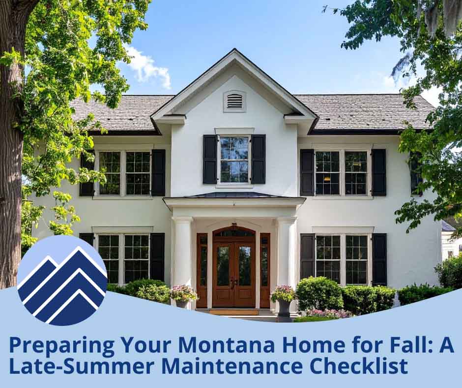 A checklist for fall maintenance tasks to prepare a Montana home, featuring items like gutter cleaning and furnace inspection.